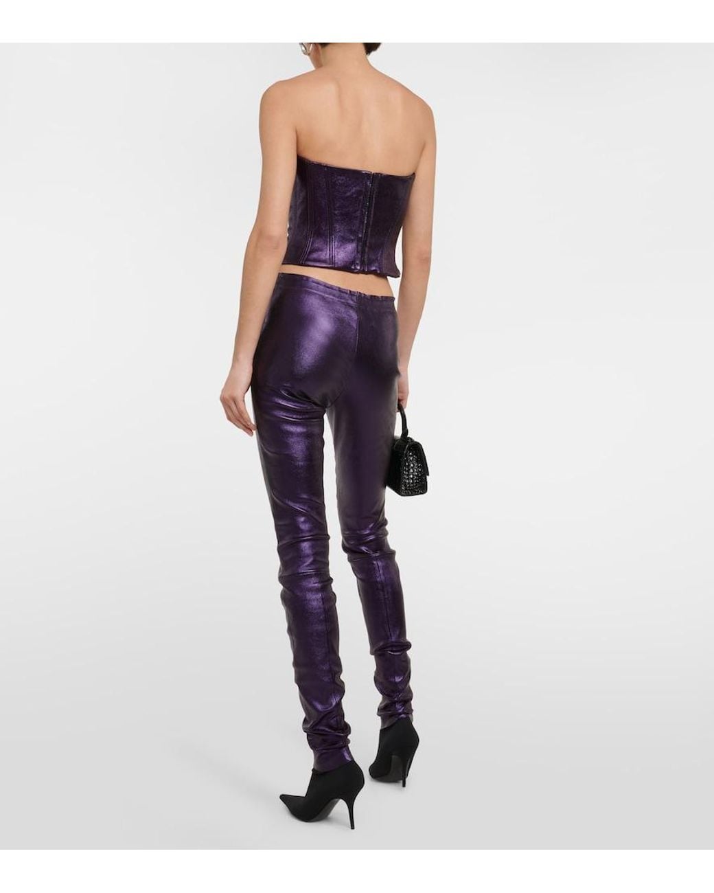 Stouls Blue Carolyn Metallic Leather Leggings