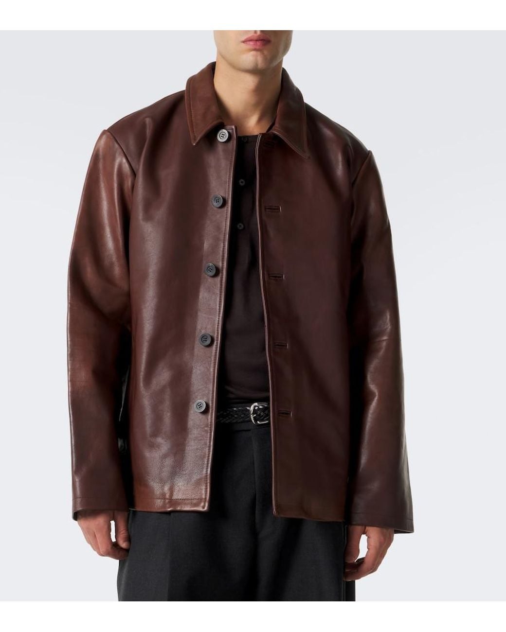 Studio Nicholson Brown Leather Jacket for men