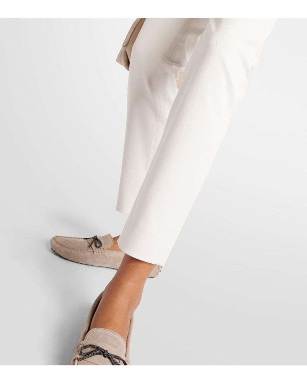 Brunello Cucinelli Gray Cotton-Blend Slim Pants