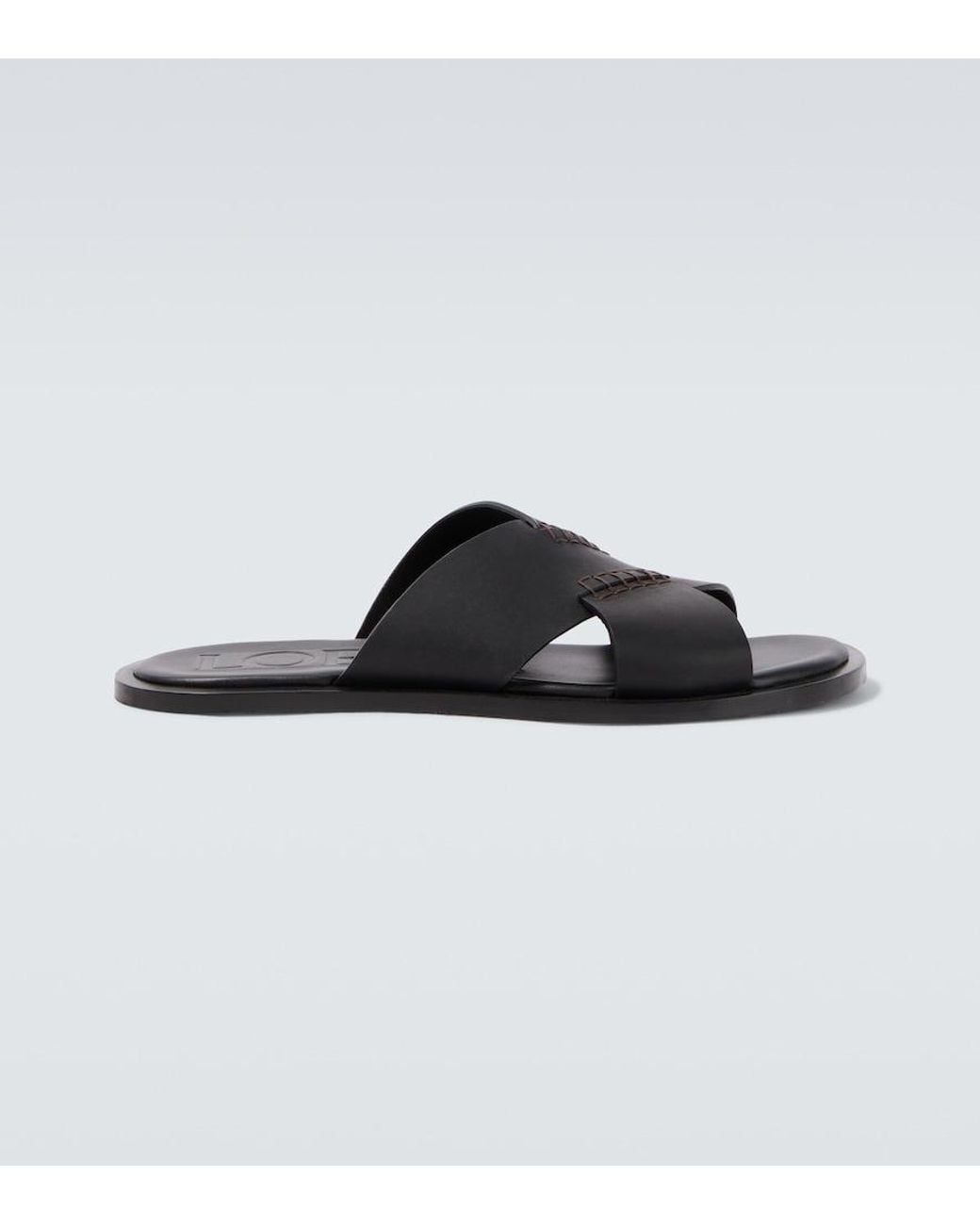 Loewe Black Paula's Ibiza Flex Leather Sandals for men
