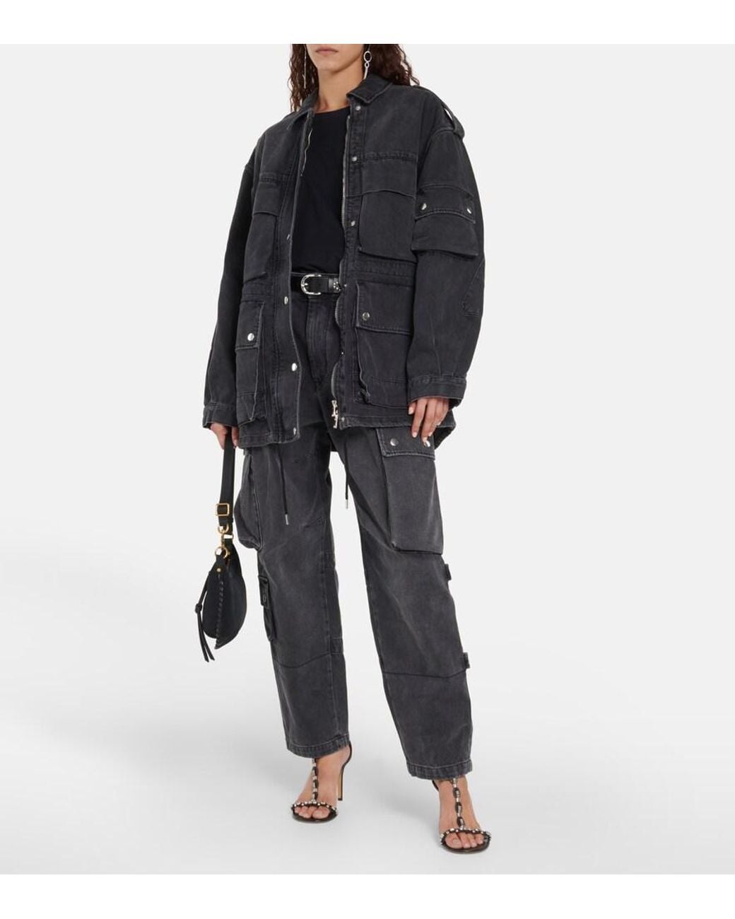 Isabel Marant Gray Elore Denim Cargo Pants