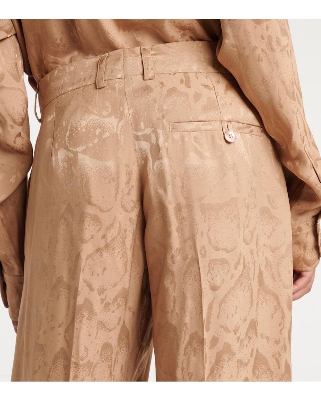 Stella McCartney Natural Silk-Blend Wide-Leg Pants
