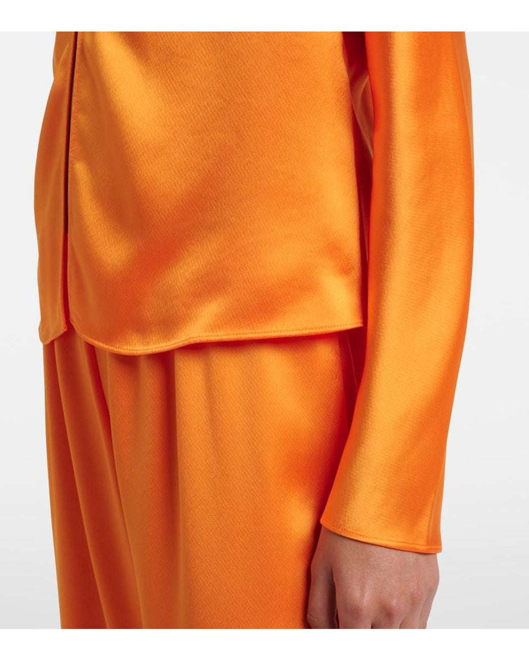 Leset Orange Barb Satin Top