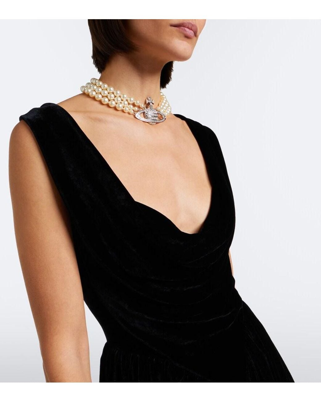 Vivienne Westwood Black Sunday Draped Velvet Minidress