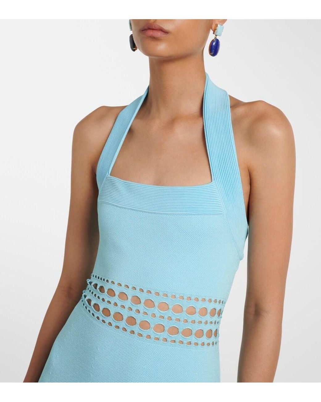 Jonathan Simkhai Blue Blayne Open-Knit Midi Dress