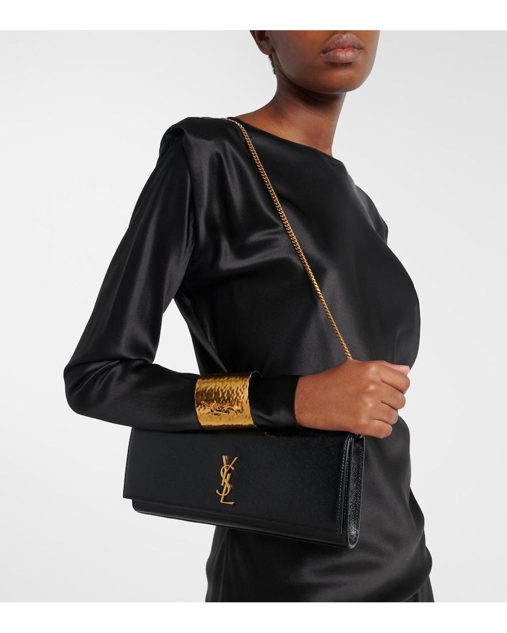 Saint Laurent Black Kate Leather Clutch