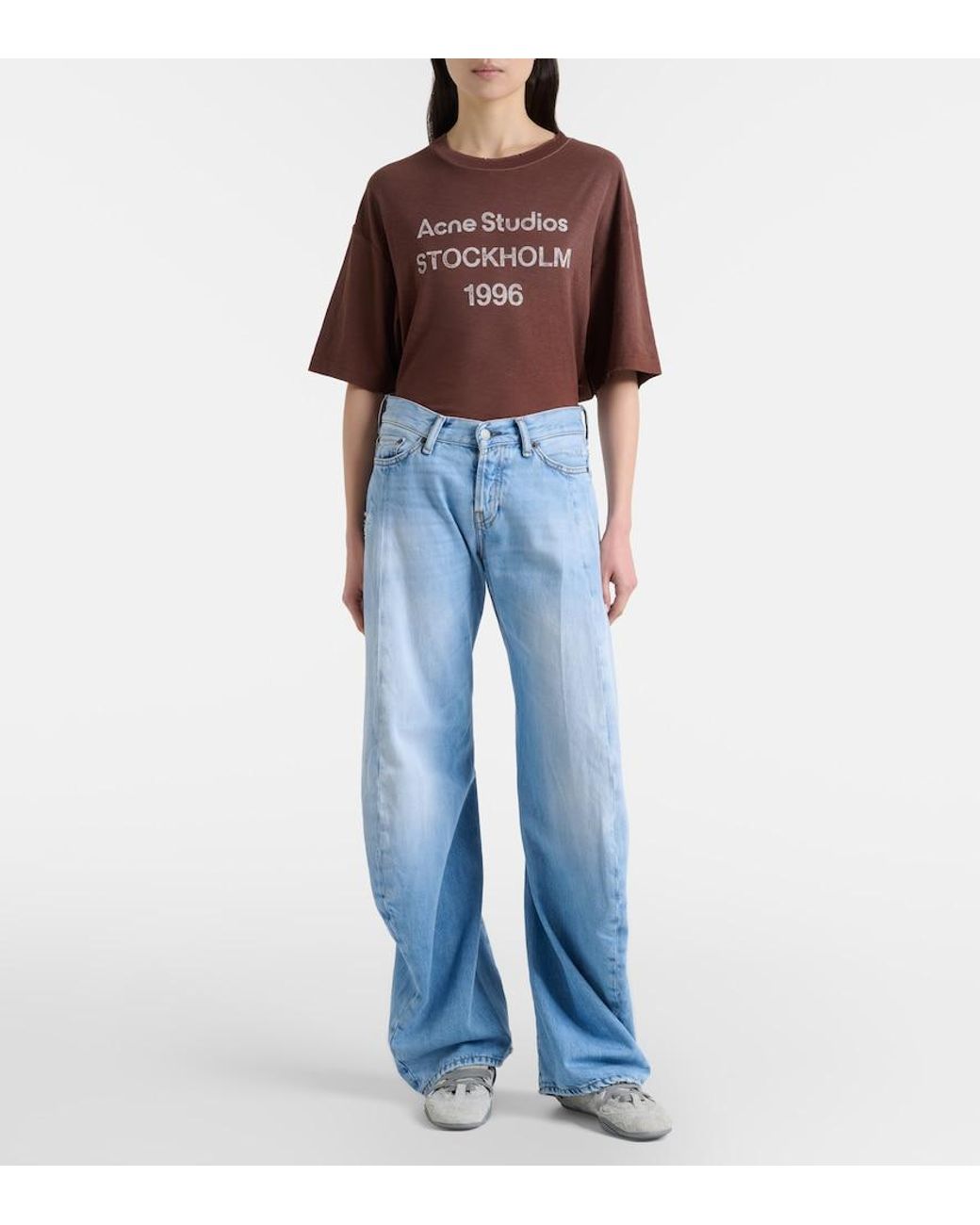 Acne Blue 2006F Distressed Wide-Leg Jeans