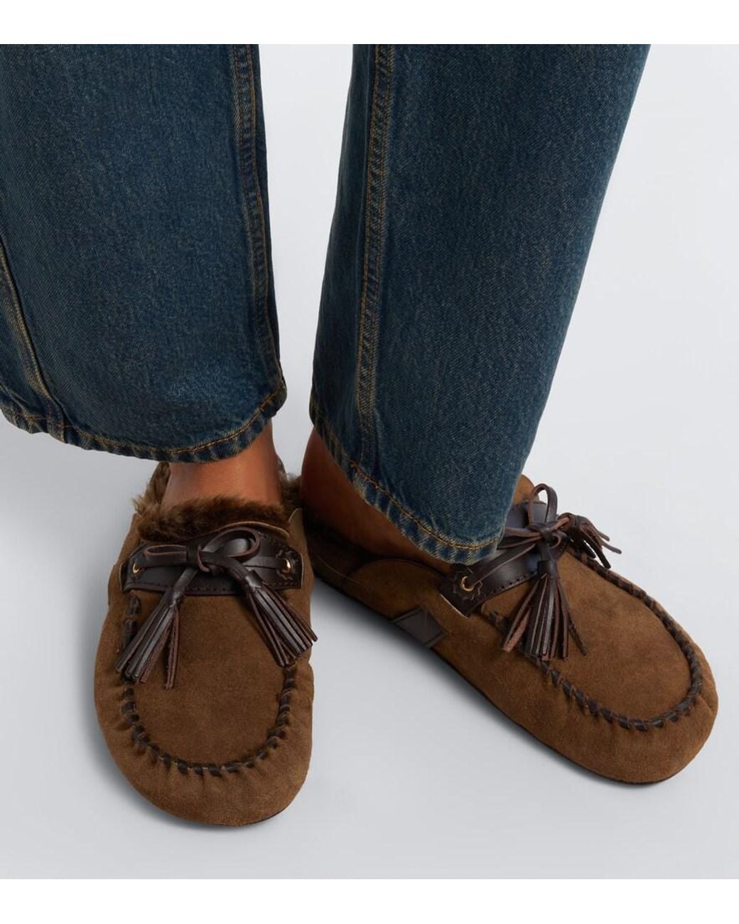 Isabel Marant Brown Malvin Shearling-Lined Suede Mules