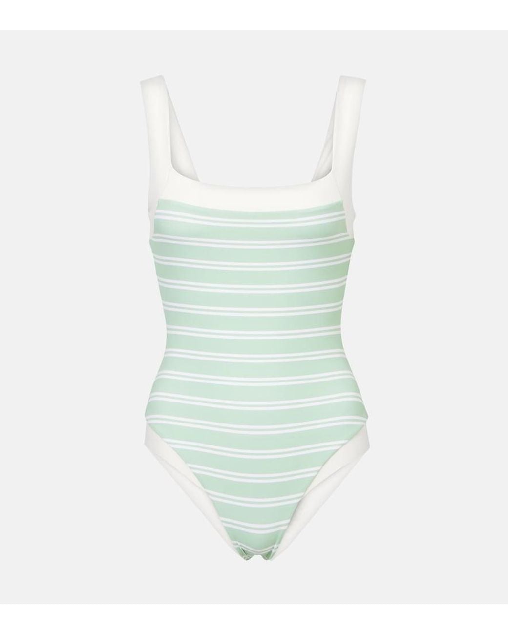 Marysia Swim Green Bianco Striped Swimsuit