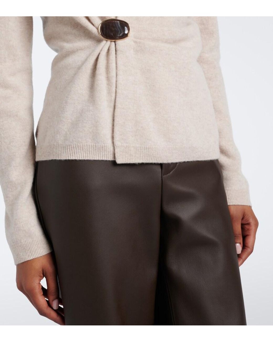 Vince Natural Gathered Wool And Cashmere Sweater