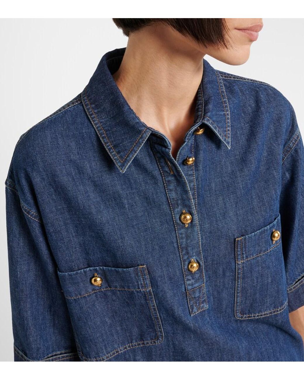 Valentino Garavani Blue Denim Shirt Dress