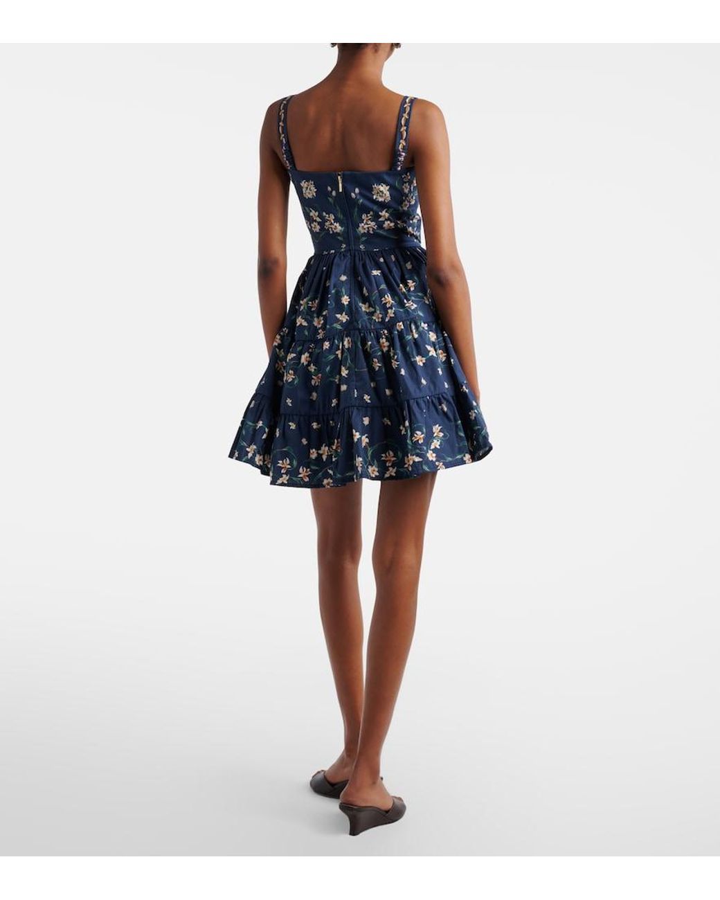 Agua Bendita Blue Lima Floral Cotton Minidress