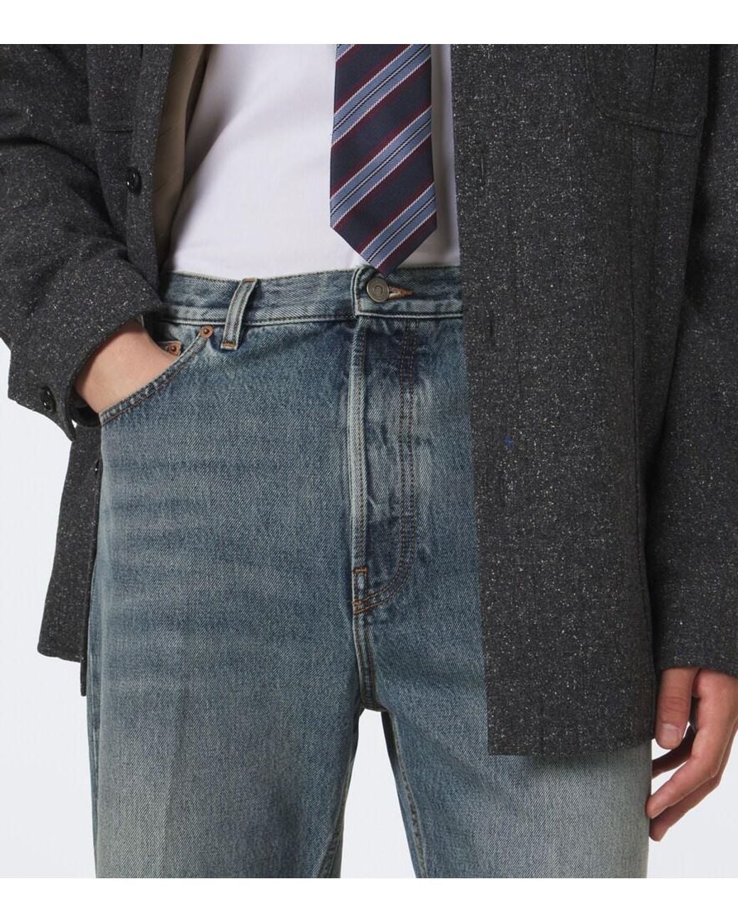Valentino Garavani Blue Faded Straight Jeans for men