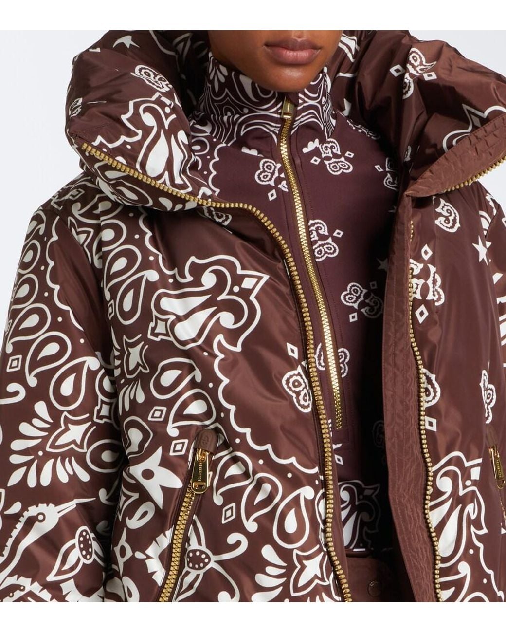 Goldbergh Brown Kyoko Hooded Printed Ski Jacket