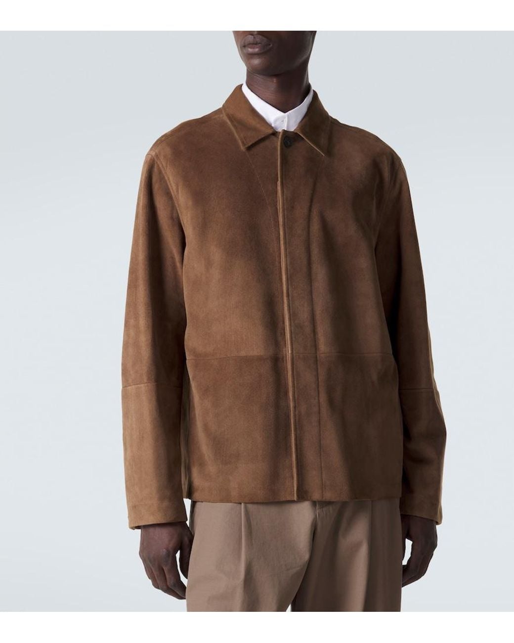 The Row Brown Ulrich Paneled Suede Jacket for men