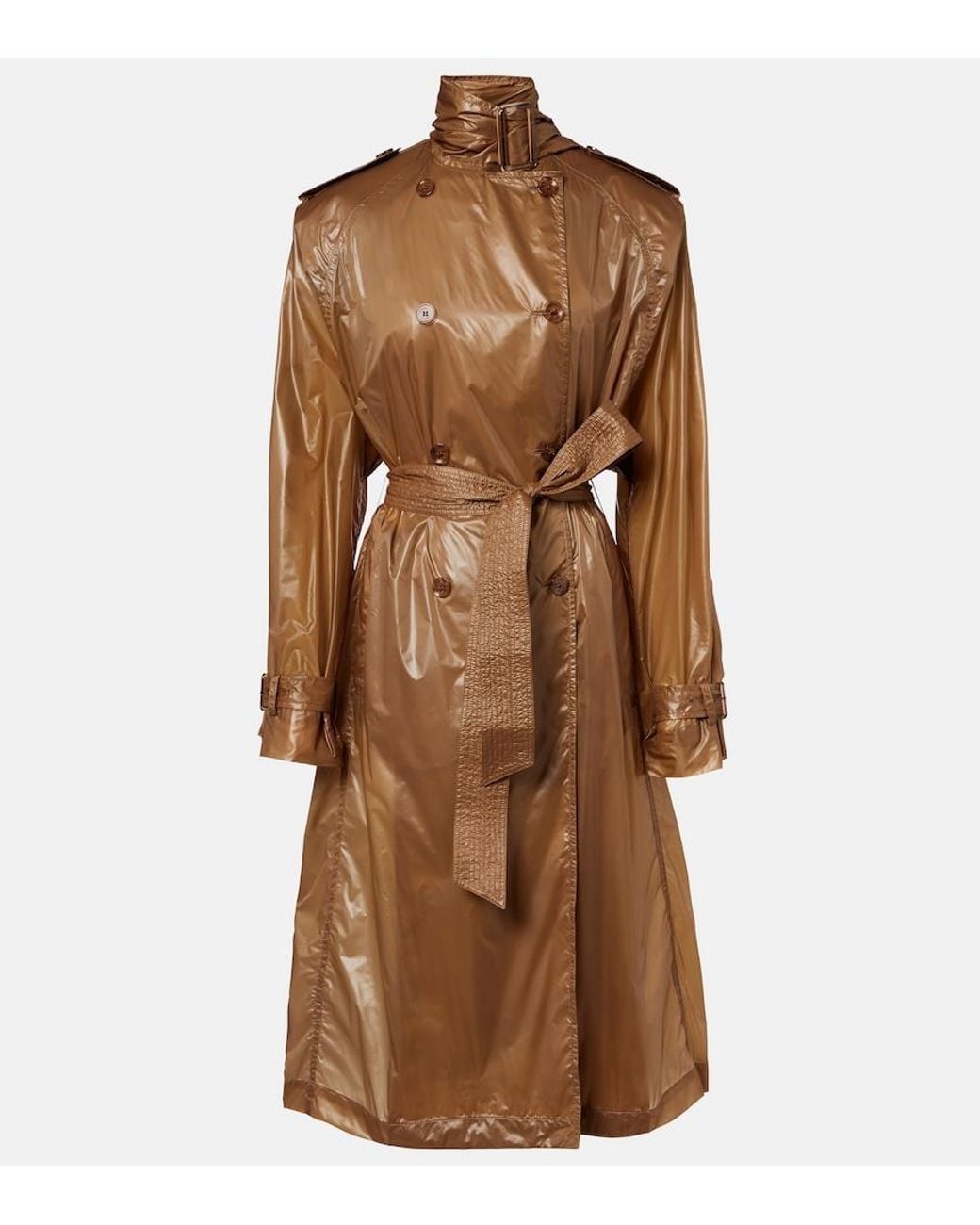 Saint Laurent Brown Tie-Neck Trench Coat