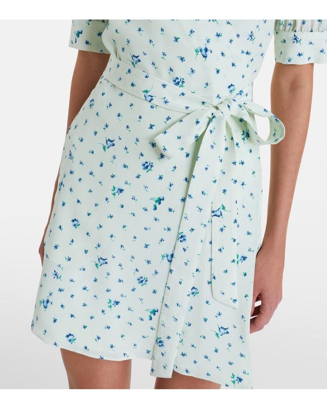 Alessandra Rich Green Floral Silk Minidress