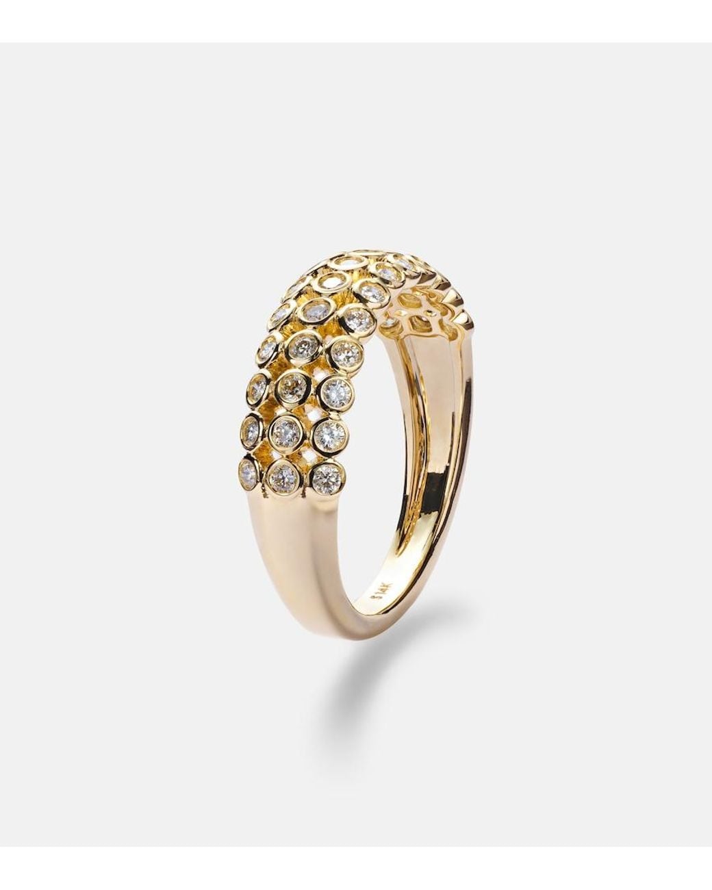 STONE AND STRAND White Bold Lattice 14Kt Ring With Diamonds