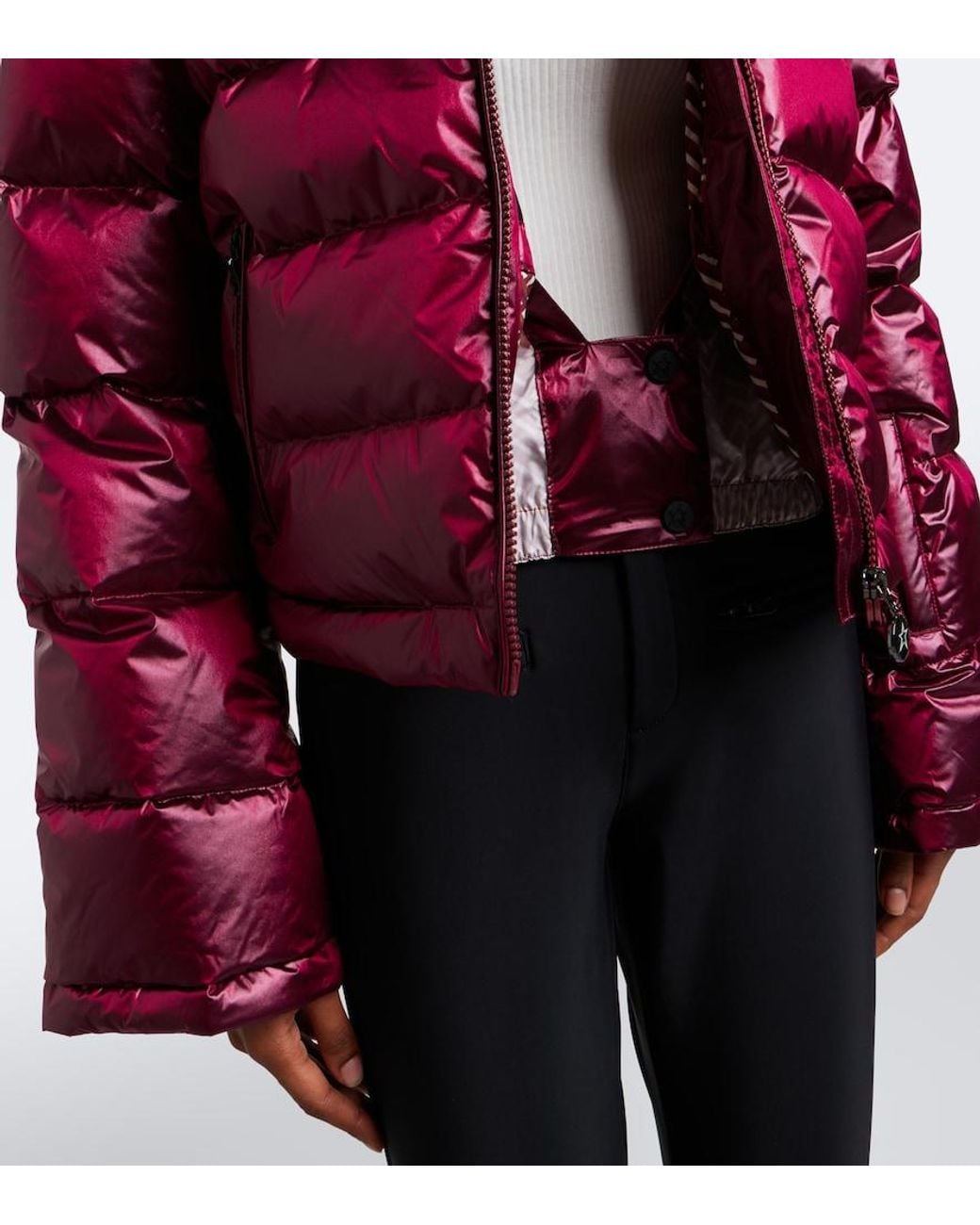 Perfect Moment Red Polar Flare Cropped Down Ski Jacket