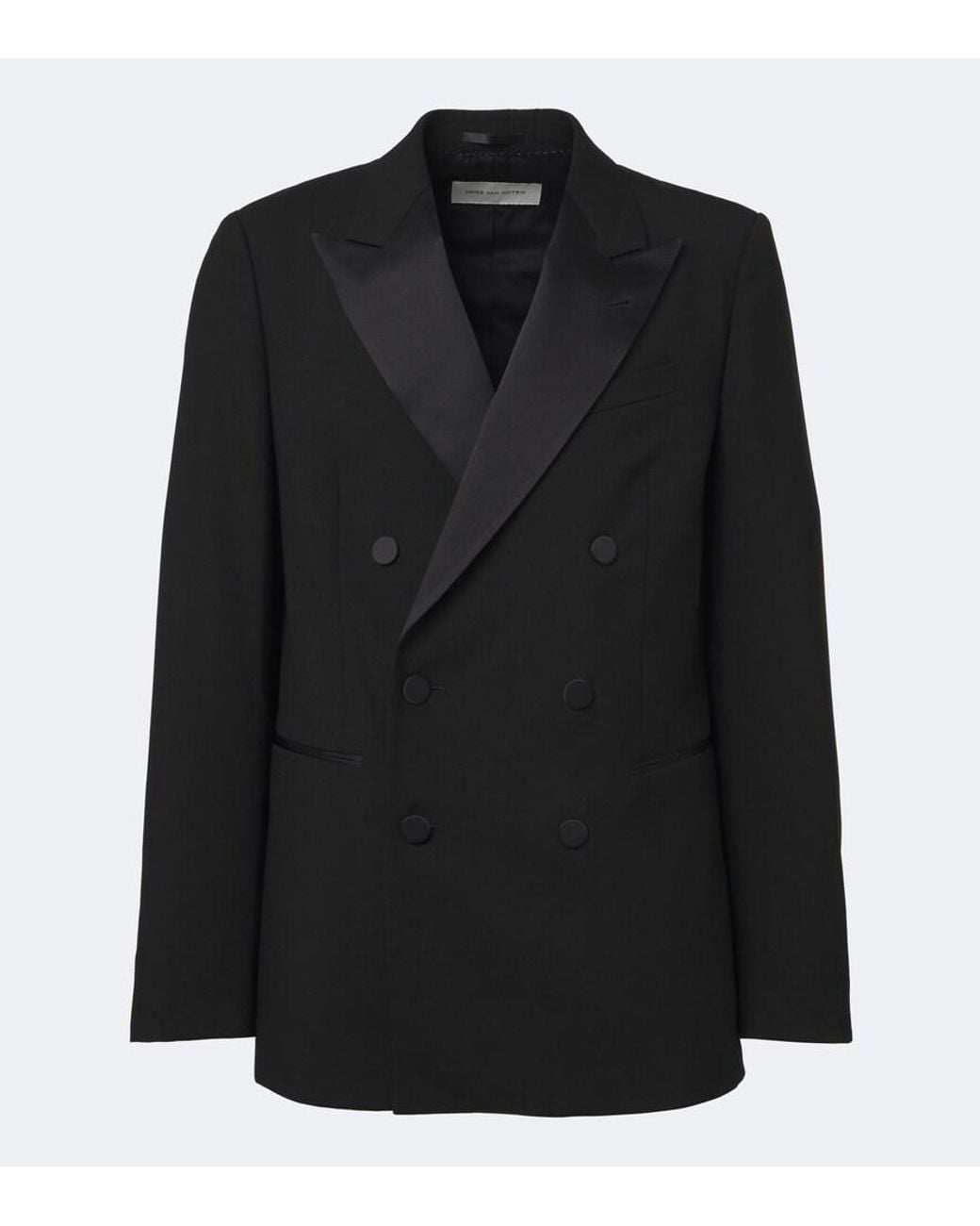 Dries Van Noten Black Double-Breasted Wool And Silk-Blend Blazer for men