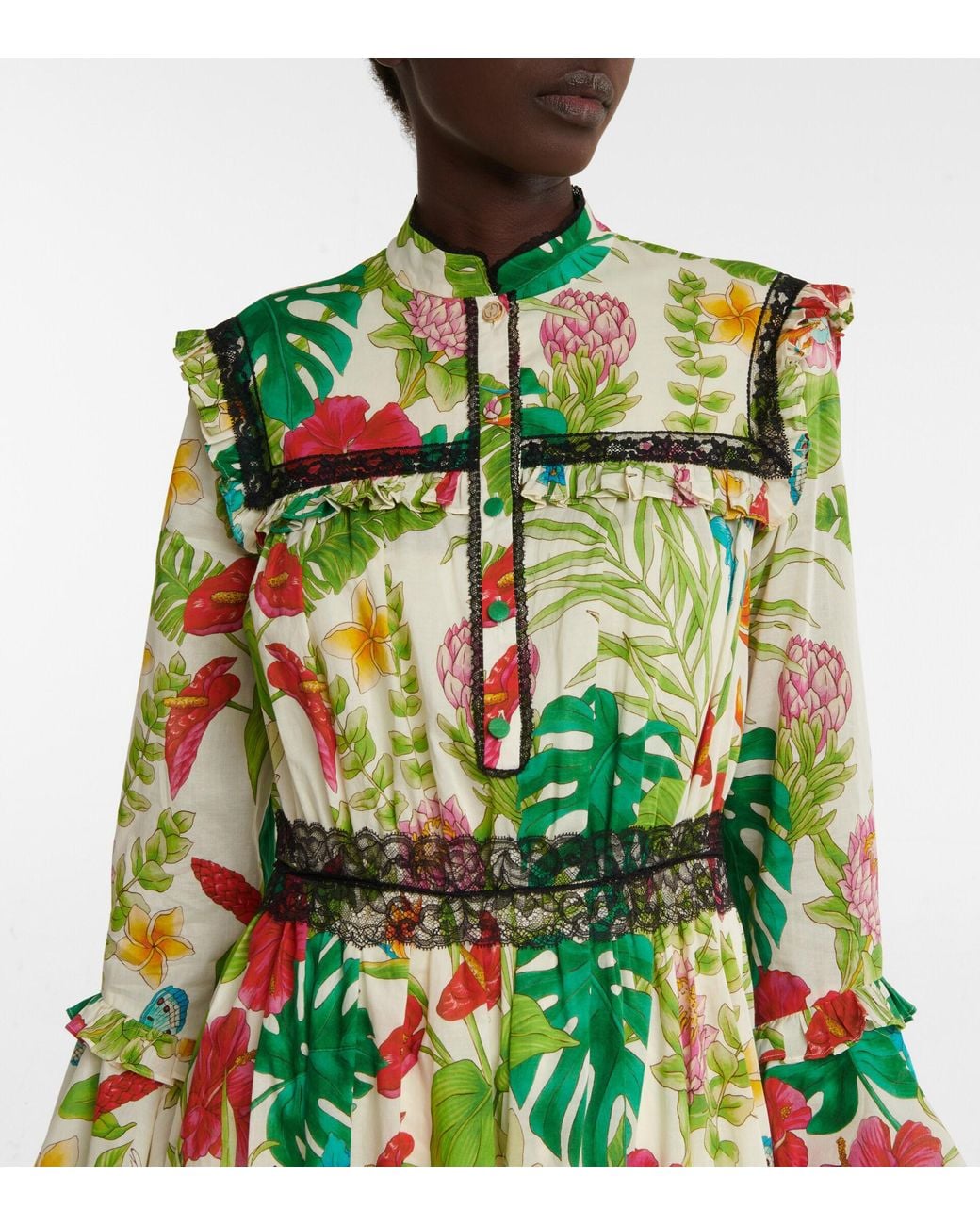 green emerald velvet dress Blue Alessandro Michele Floral Silk Dress – Vintage Couture main image 1