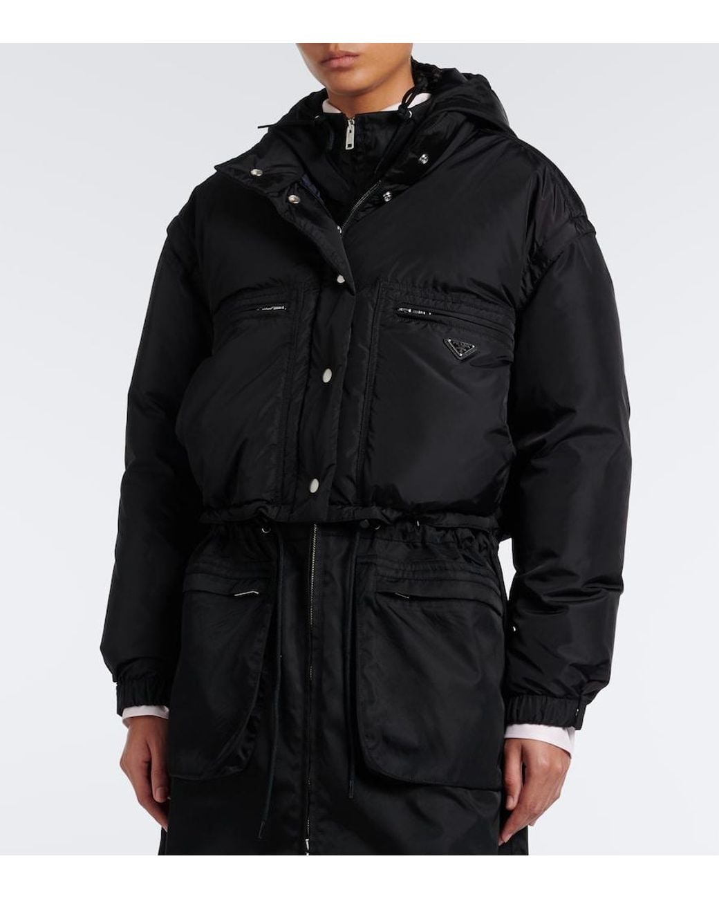 Prada Black Re-Nylon Cropped Down Jacket