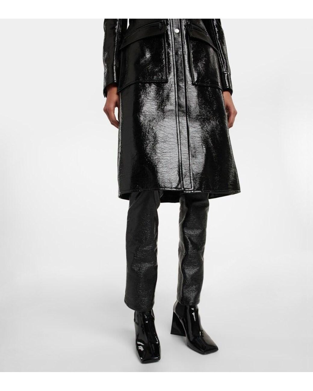 Courreges Black Logo Cotton-Blend Trench Coat