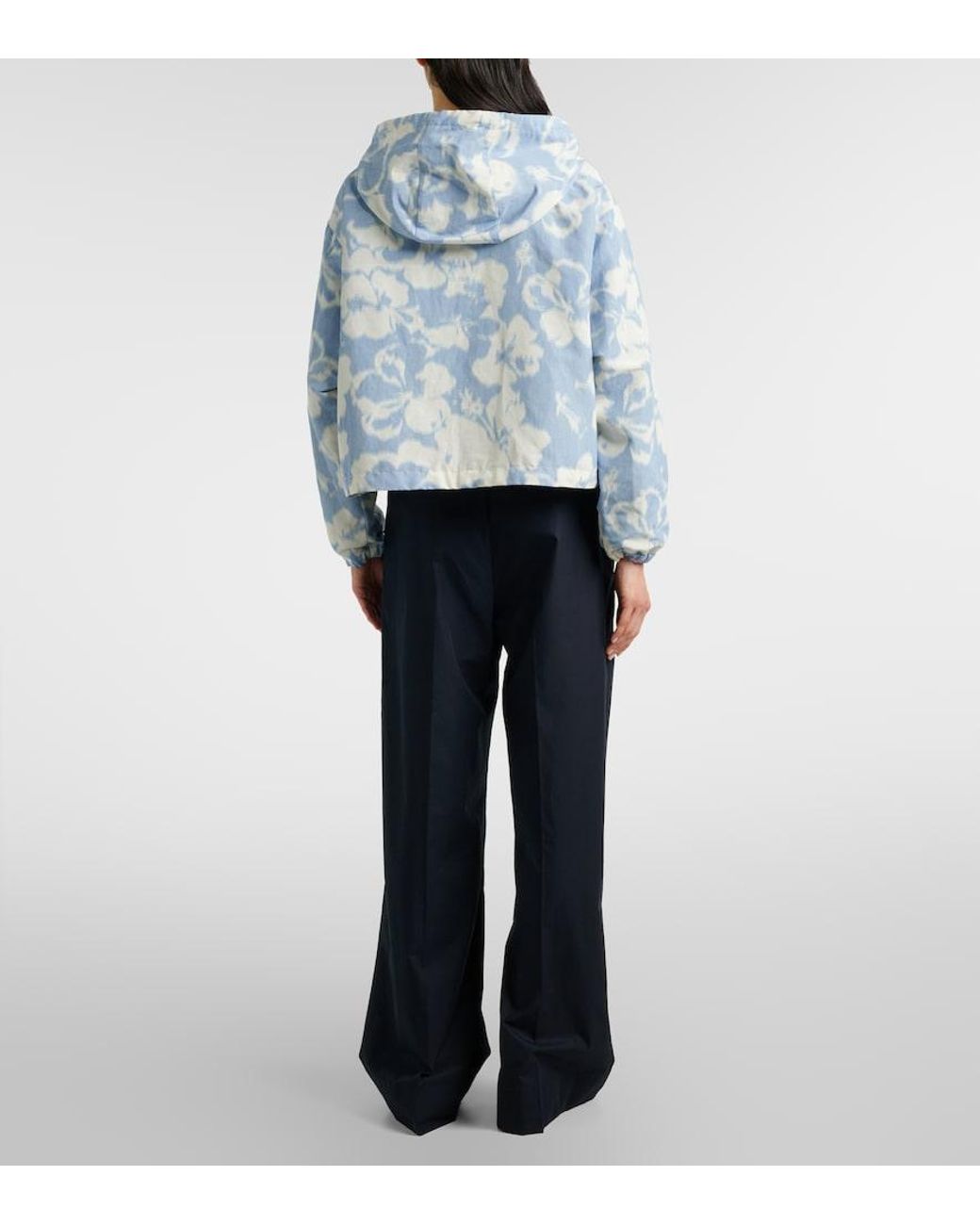 Moncler Blue Cotton Wide-Leg Pants