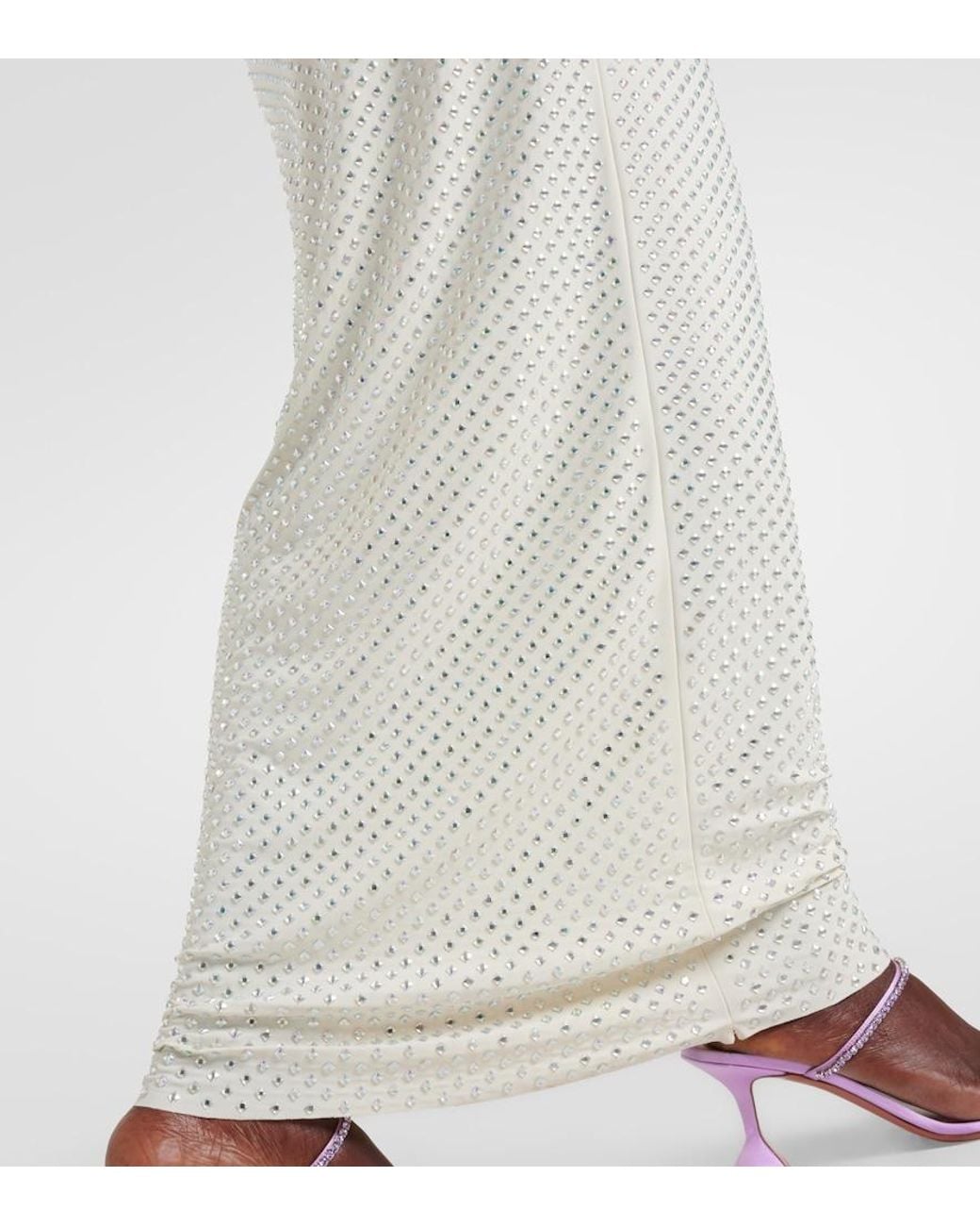 Self-Portrait White Embellished Mesh Maxi Dress