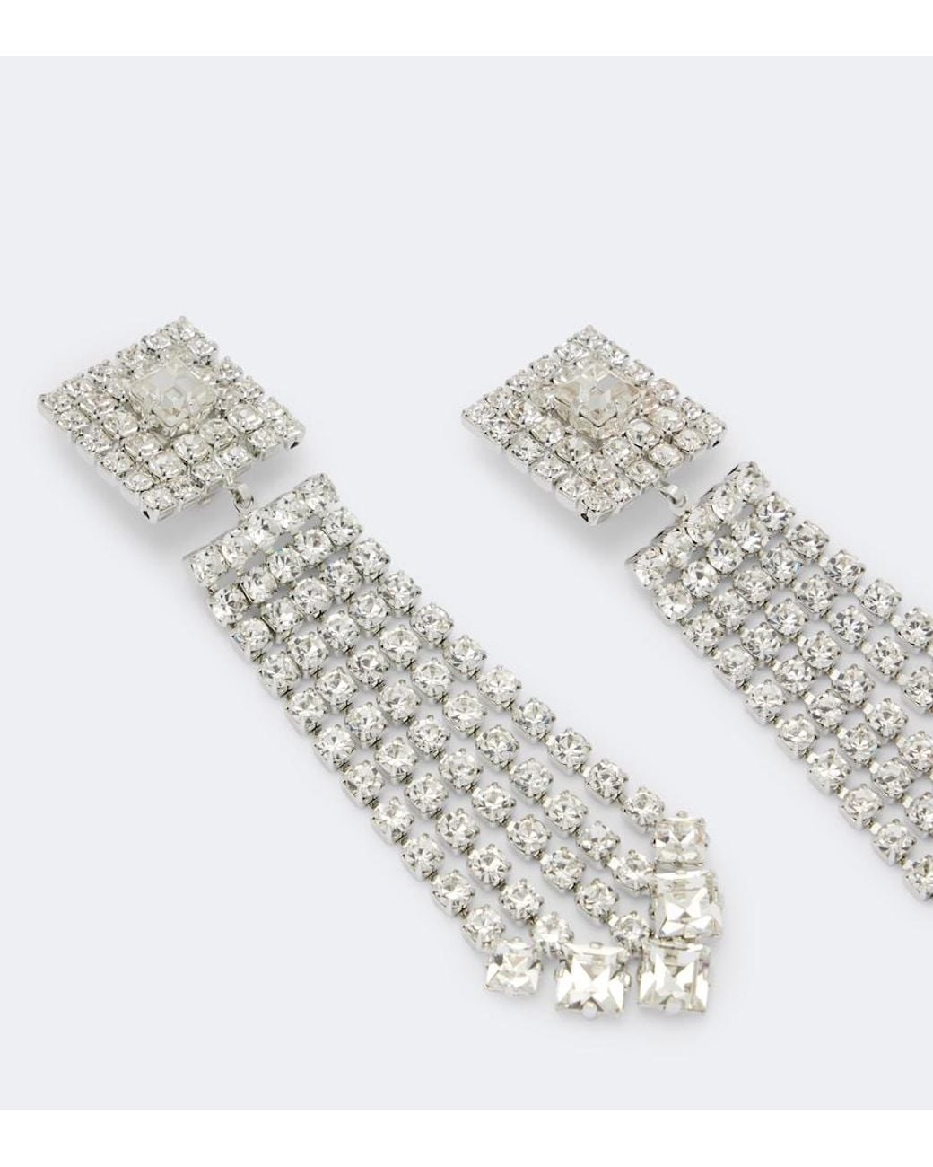 Magda Butrym White Crystal-Embellished Drop Earrings