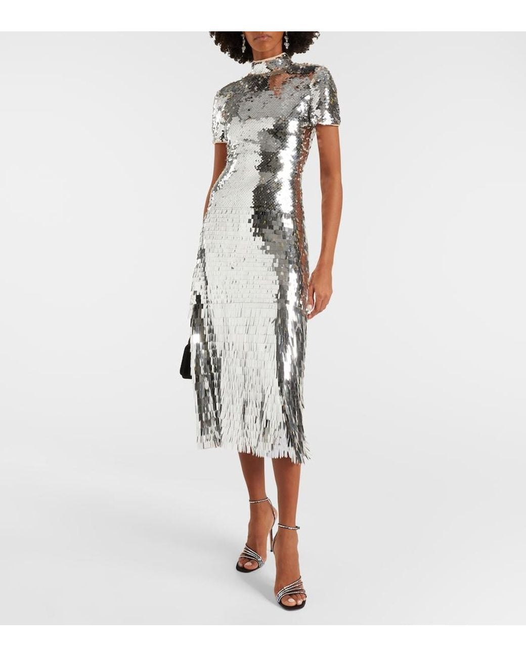 Self-Portrait Black Sequined Midi Dress