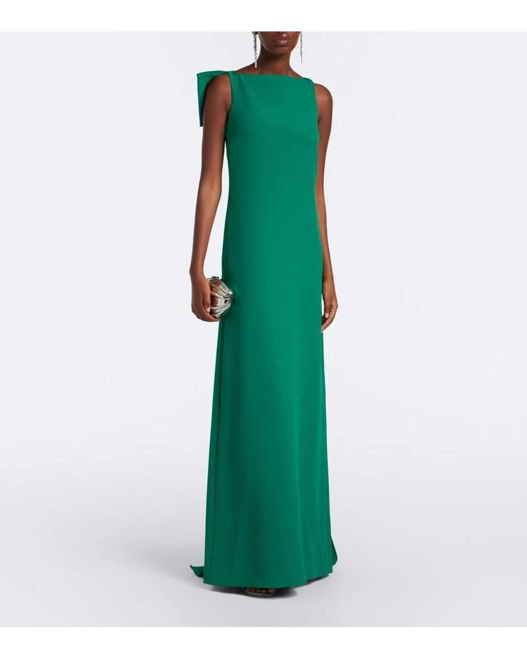 Safiyaa Green Mallory Crepe Gown