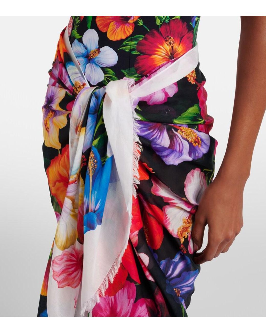 Dolce & Gabbana Red Floral Cotton Beach Cover-Up