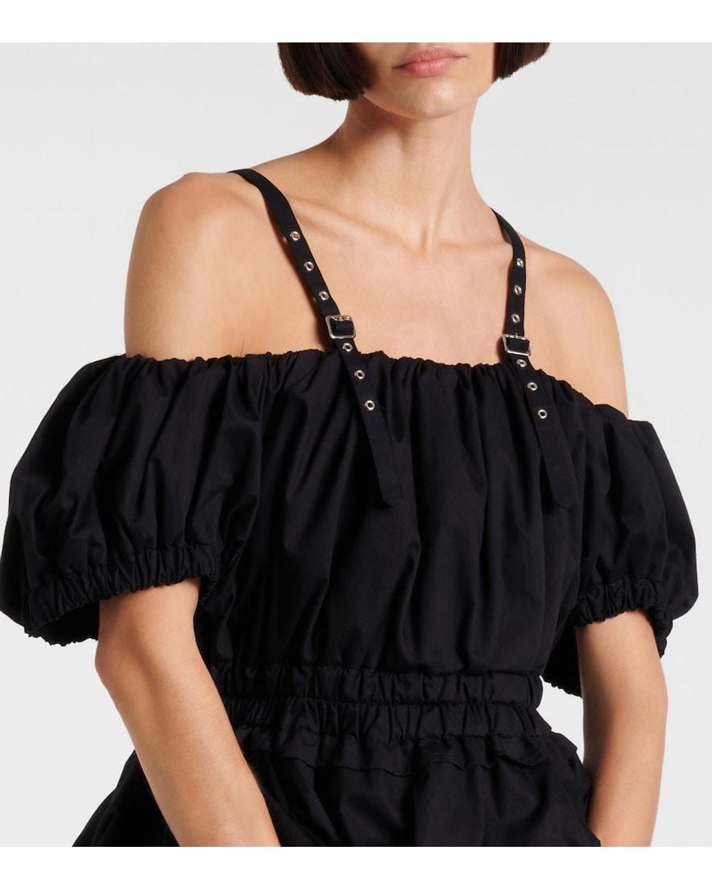 Noir Kei Ninomiya Black Peplum Cotton Poplin Top