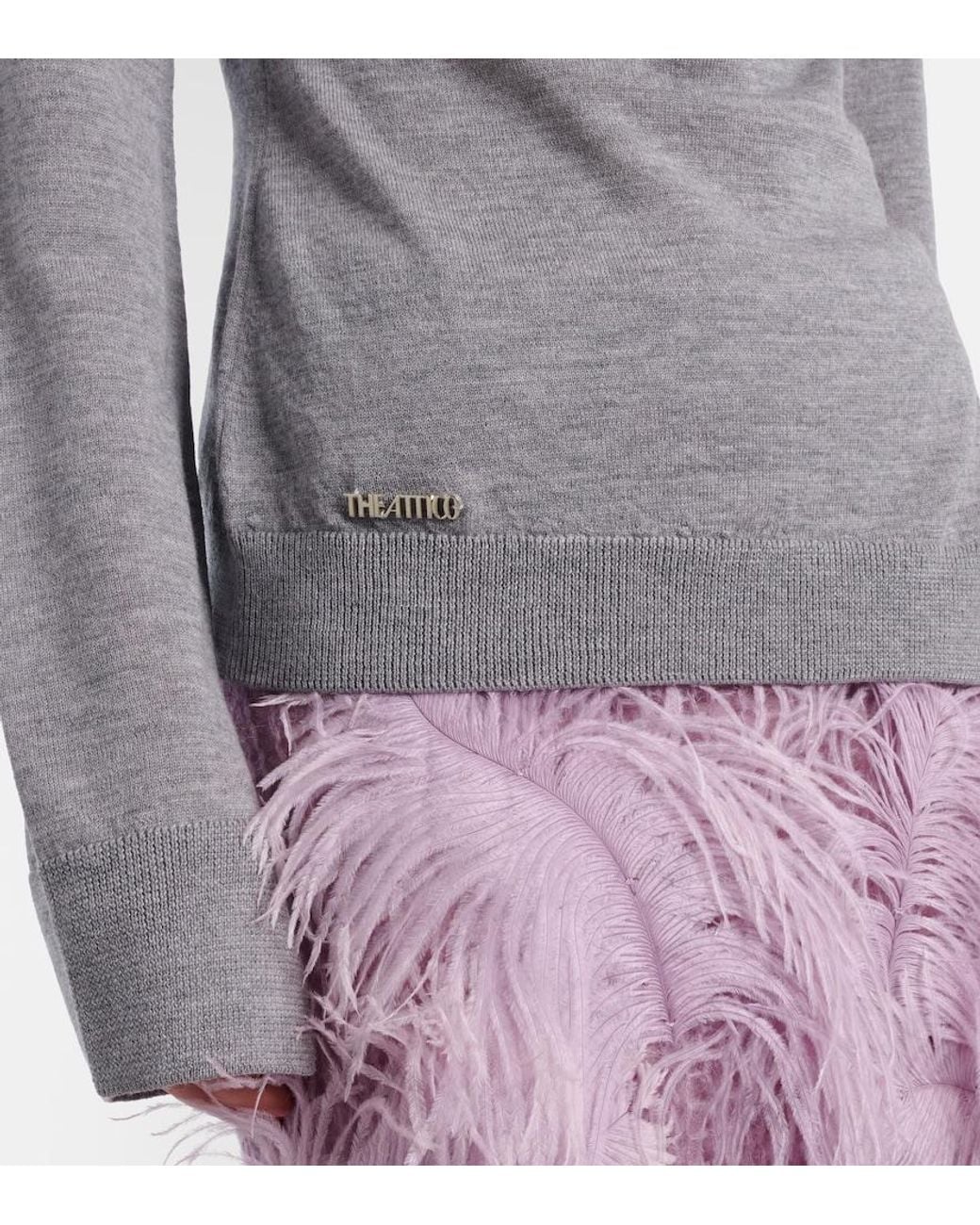 The Attico Gray Virgin Wool Turtleneck Sweater