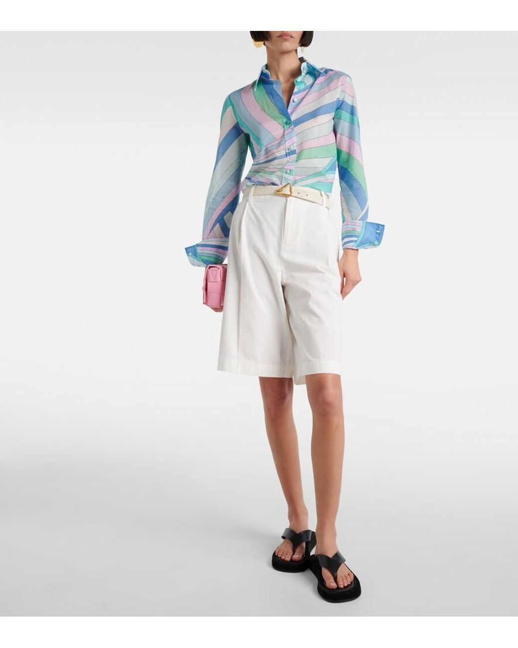 Vince White High-Rise Shorts Aus Baumwolle
