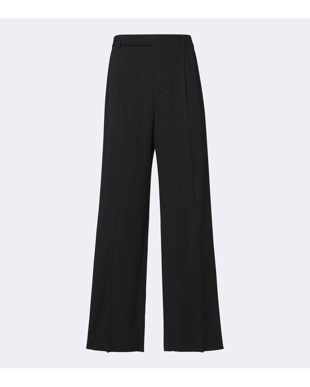 Saint Laurent Black Striped Wool-Blend Crepe Straight Pants for men
