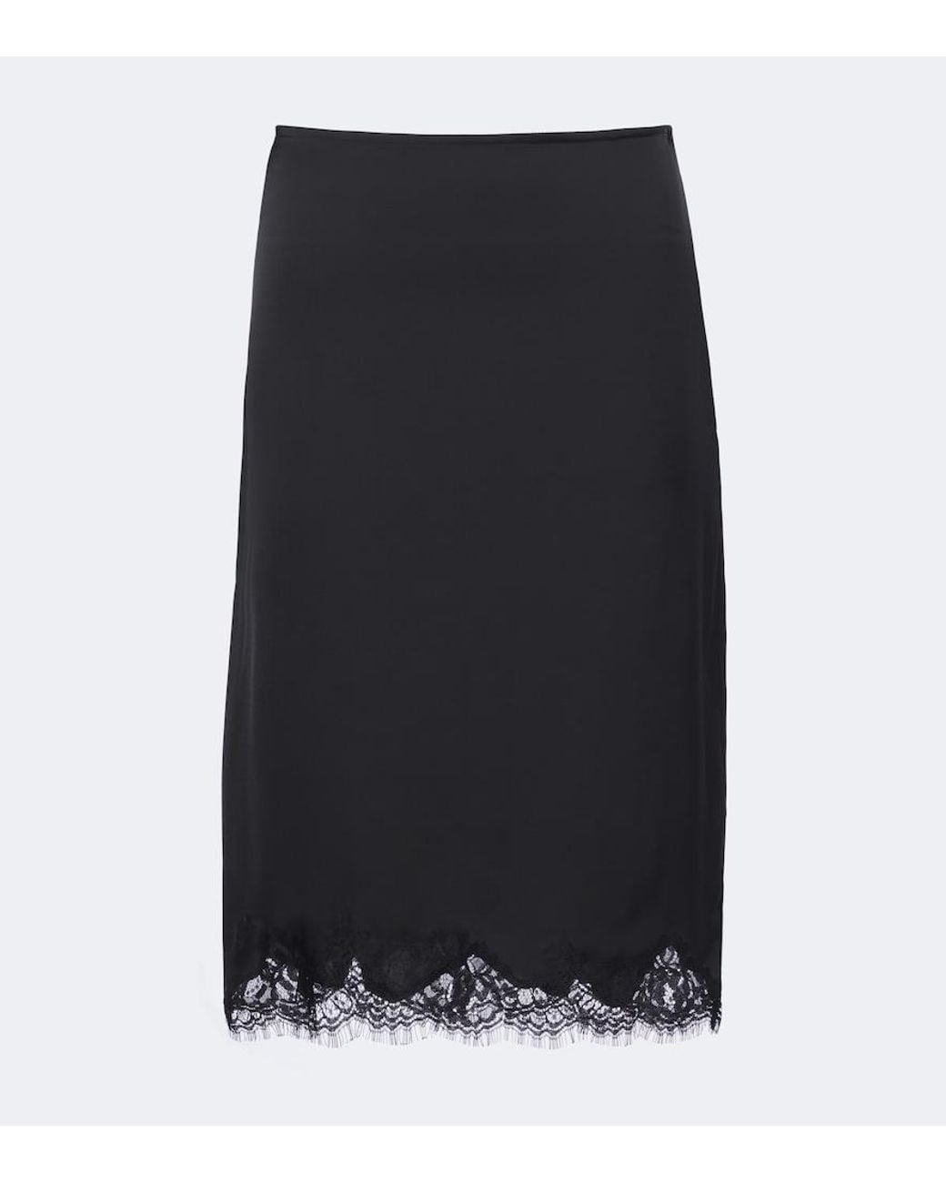Faithfull The Brand Black Marisol Lace-Trimmed Satin Slip Skirt