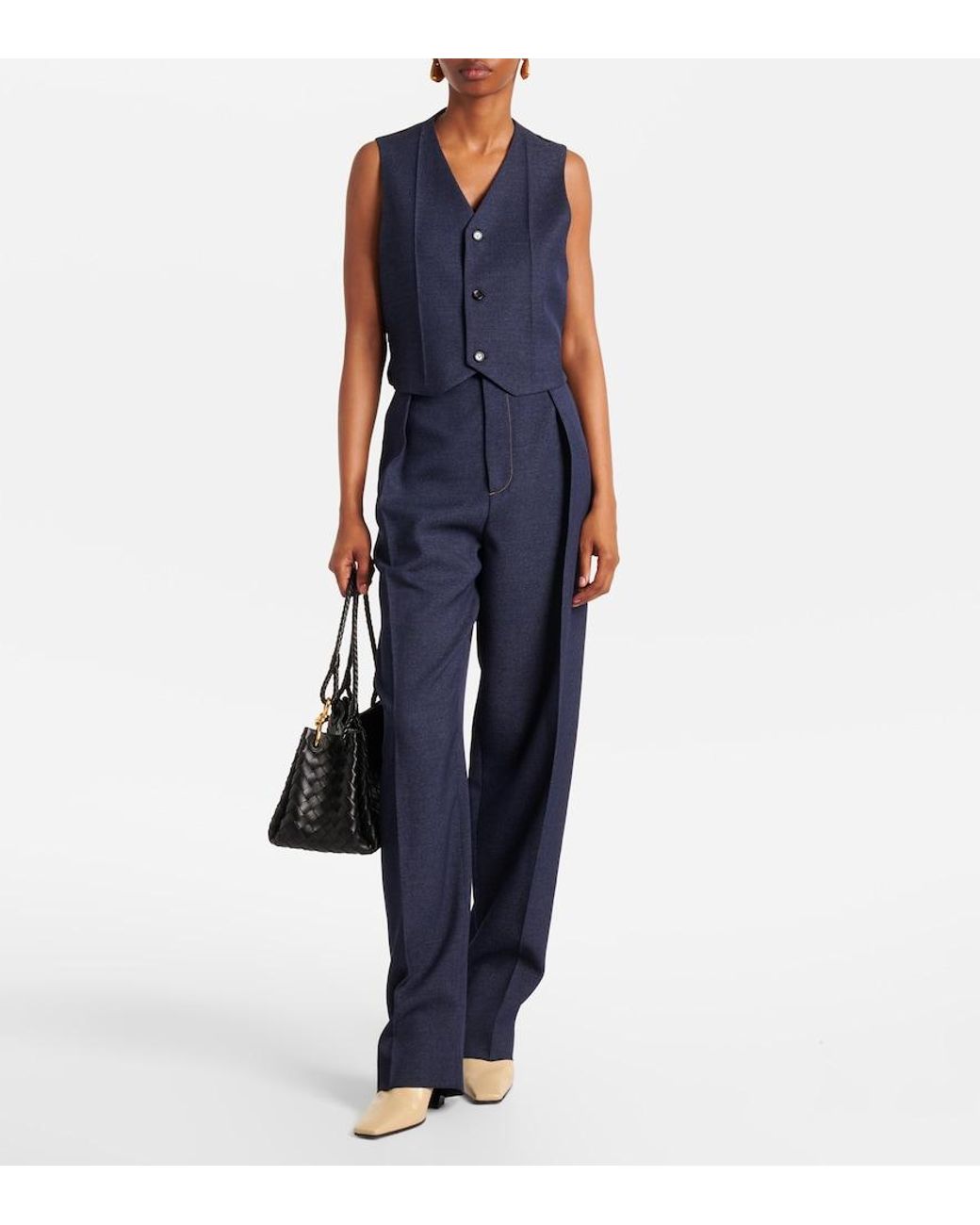 Bottega Veneta Blue Wool Drill Vest