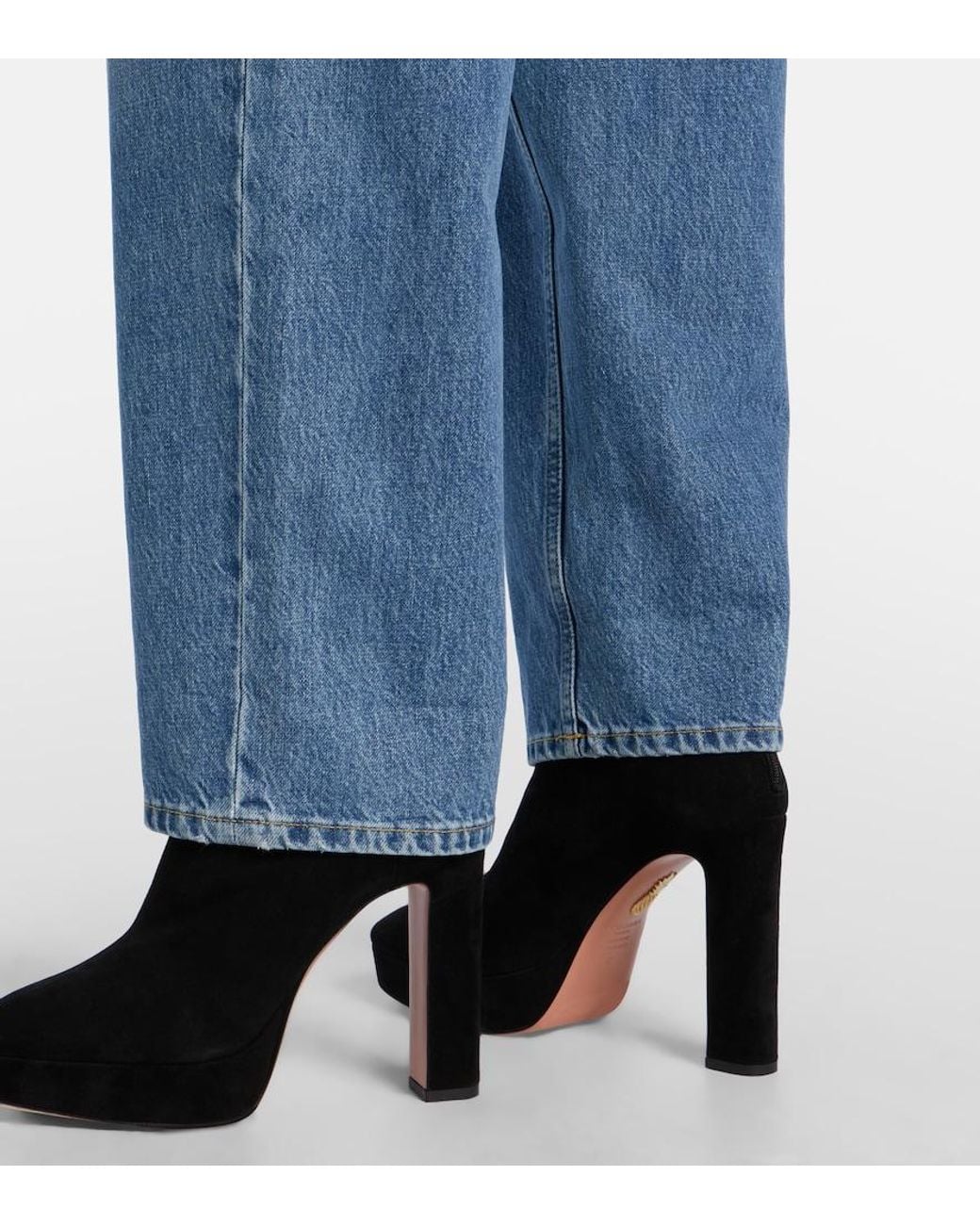 Aquazzura Black Martine 110 Suede Platform Ankle Boots