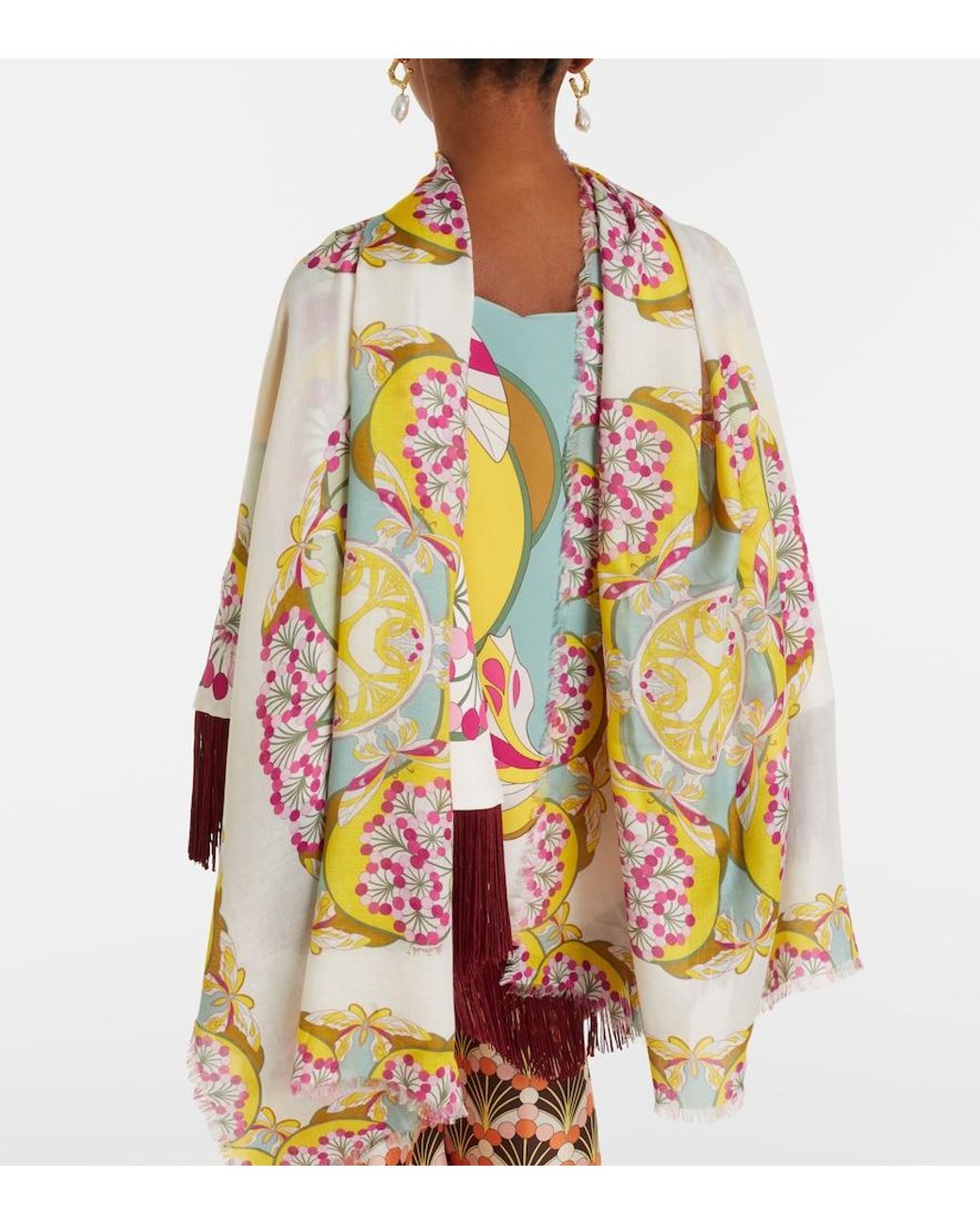 LaDoubleJ White Florette Placee Scarf