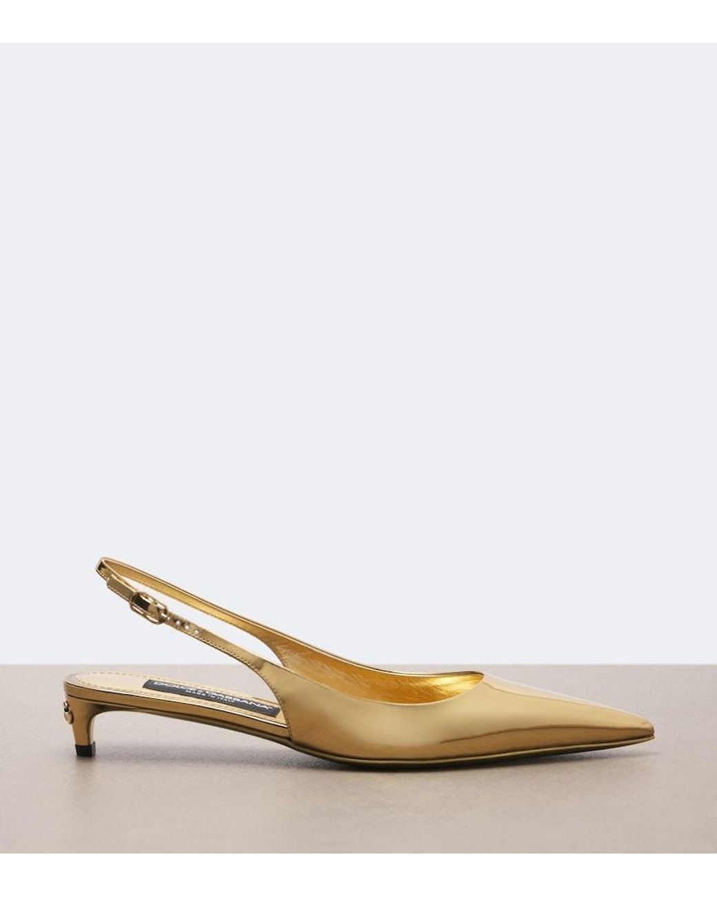 Dolce & Gabbana Metallic Patent Leather Slingback Pumps
