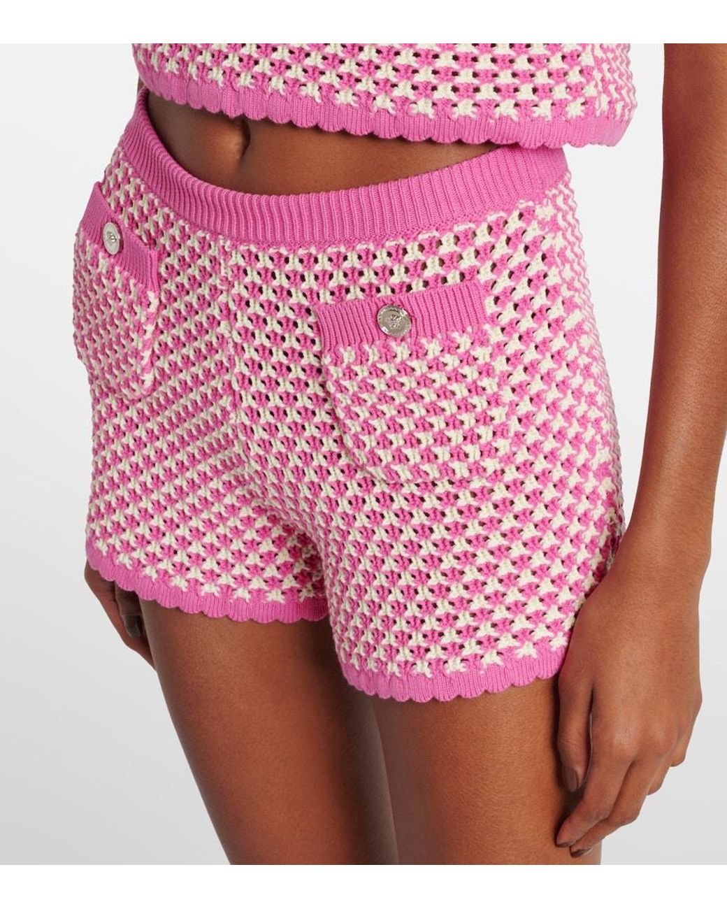 Versace Pink Crochet Cotton-Blend Shorts