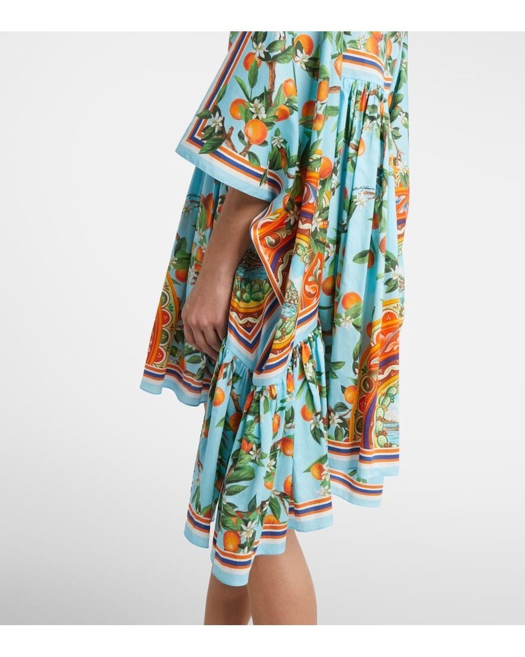 Dolce & Gabbana Blue Printed Cotton Kaftan