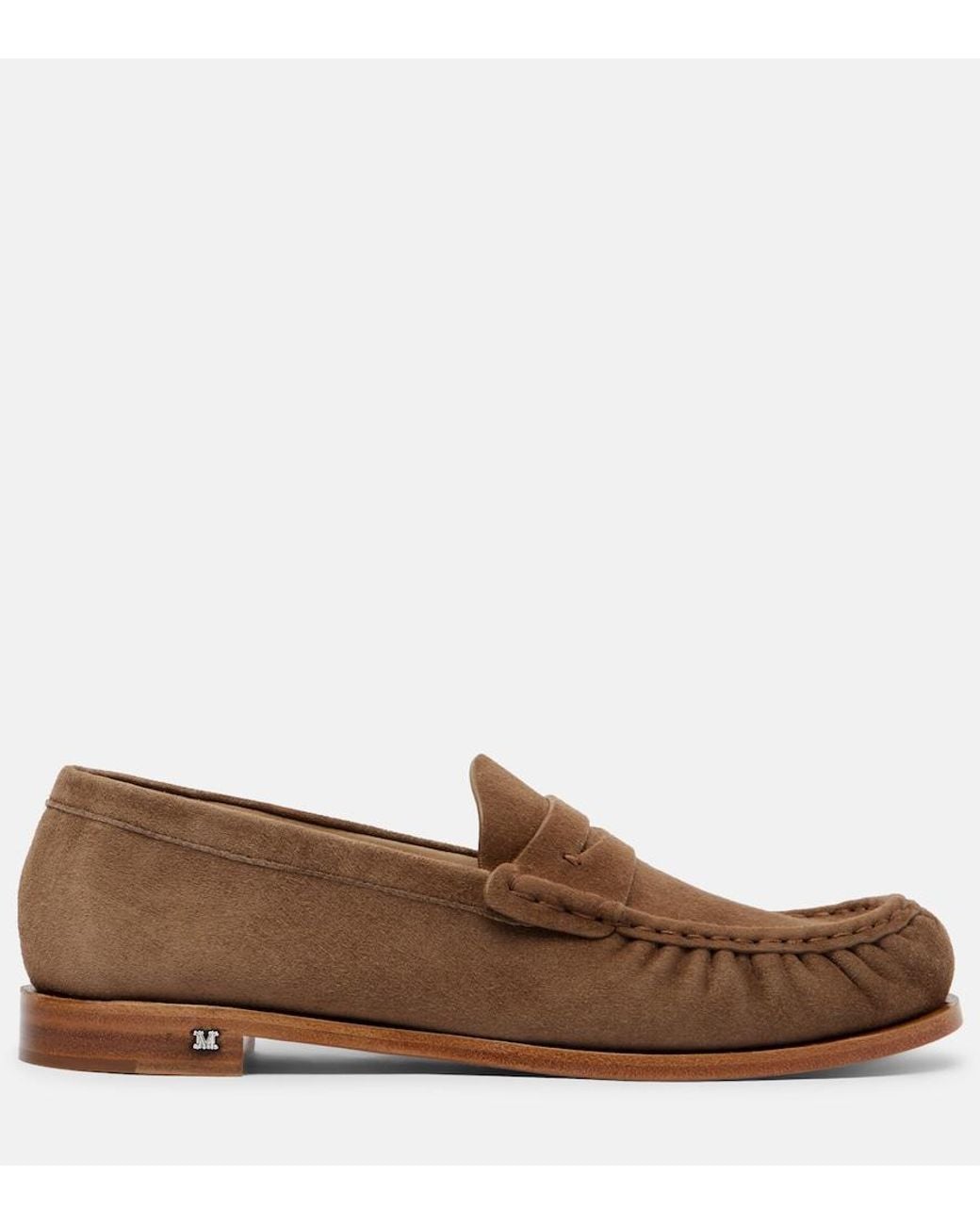 Max Mara Brown Suede Penny Lofaers
