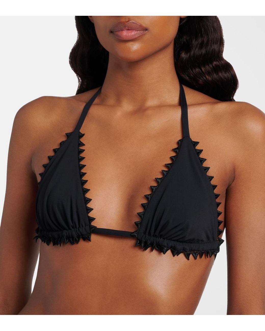 Jacquemus Black Picot Embroidered Bikini Top