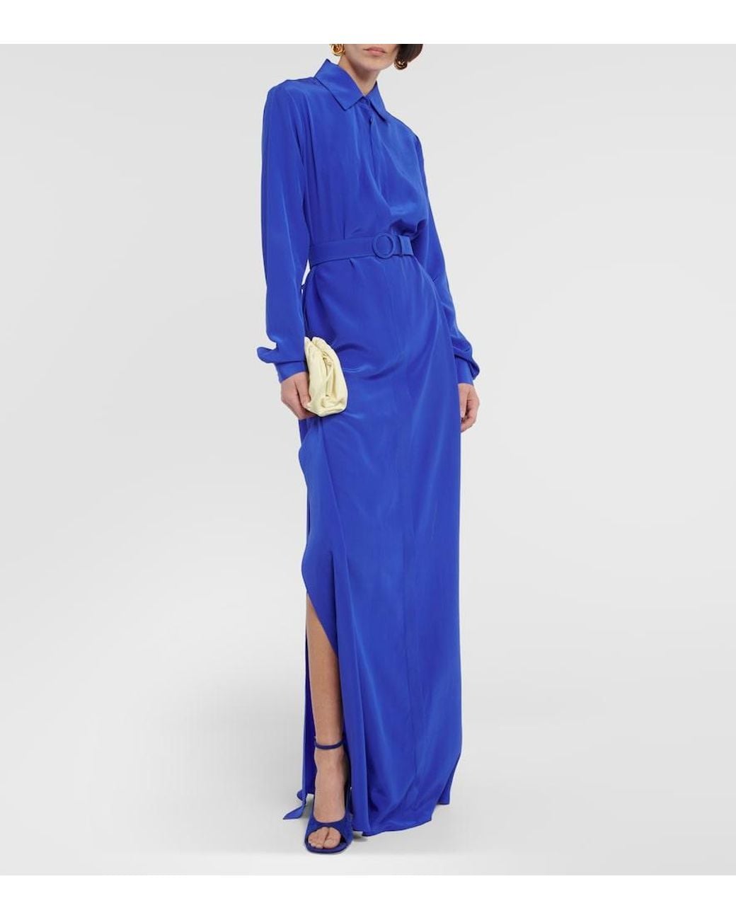 Costarellos Blue Silk Maxi Dress