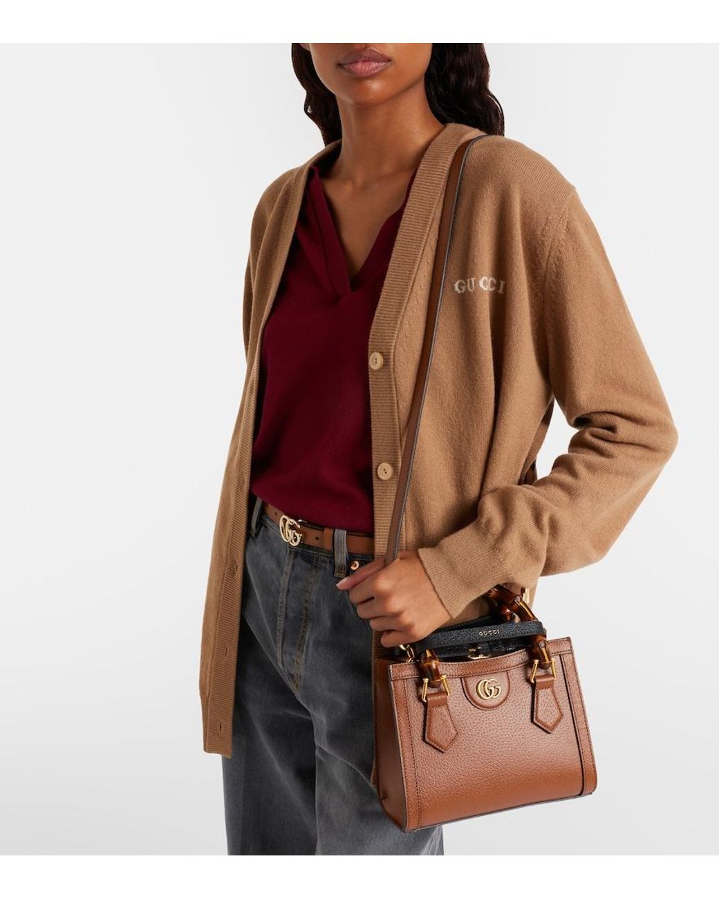 Gucci Brown Diana Small Leather Top-Handle Bag
