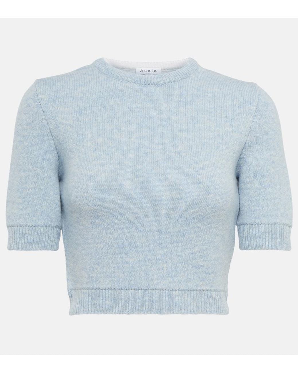 Alaïa Blue Wool Crop Sweater