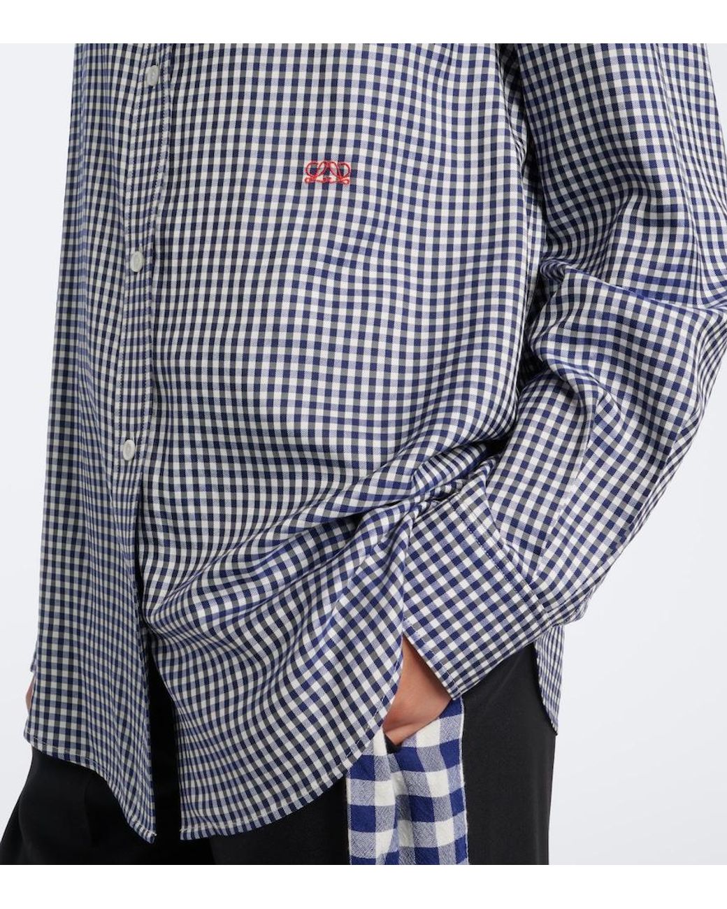 Loewe Blue Double L Gingham Silk Twill Shirt